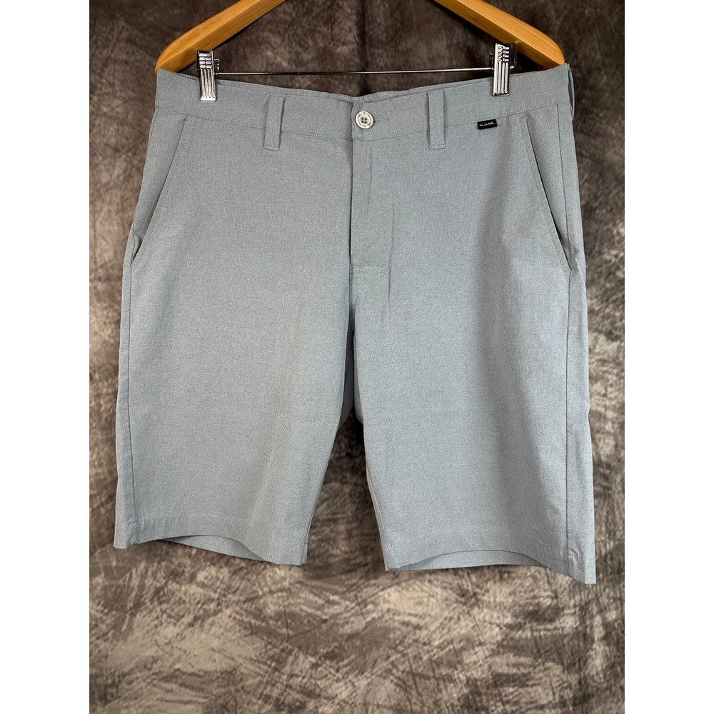 TravisMathew Performance BECK Shorts Mens 33 Blue Heather Stretch Golf Casual